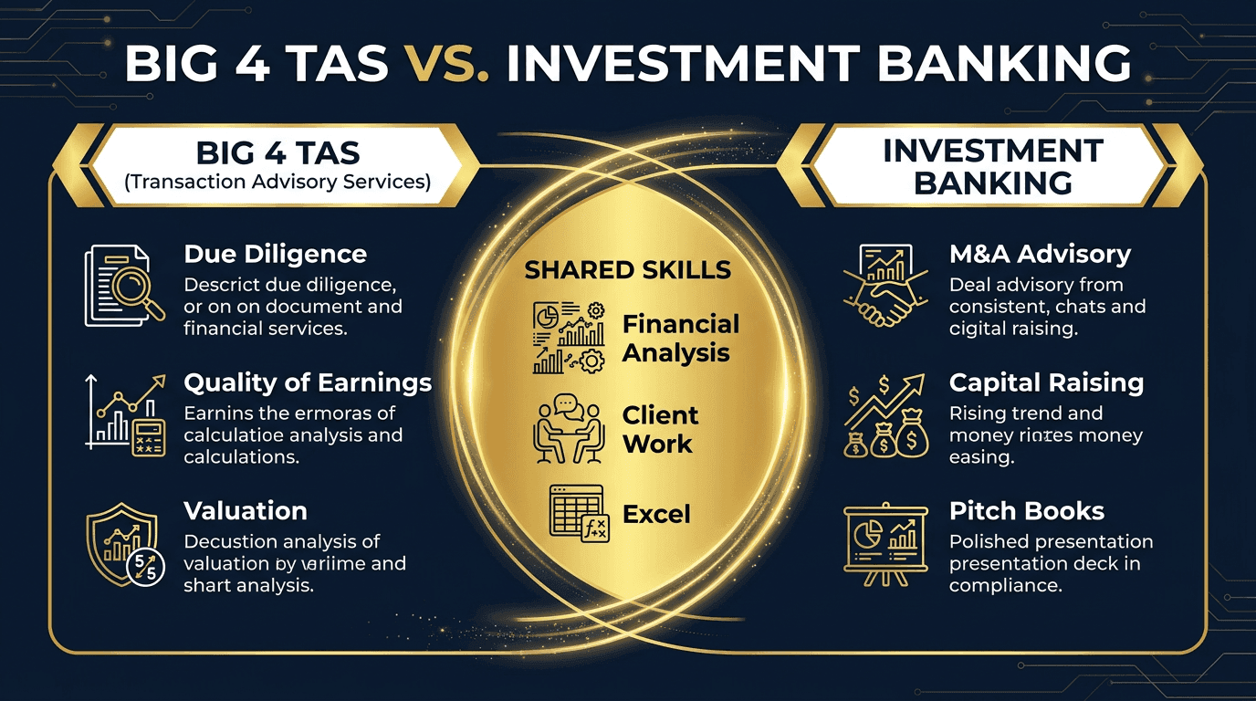 Comparison of Big 4 TAS skills vs investment banking skills with overlapping competencies