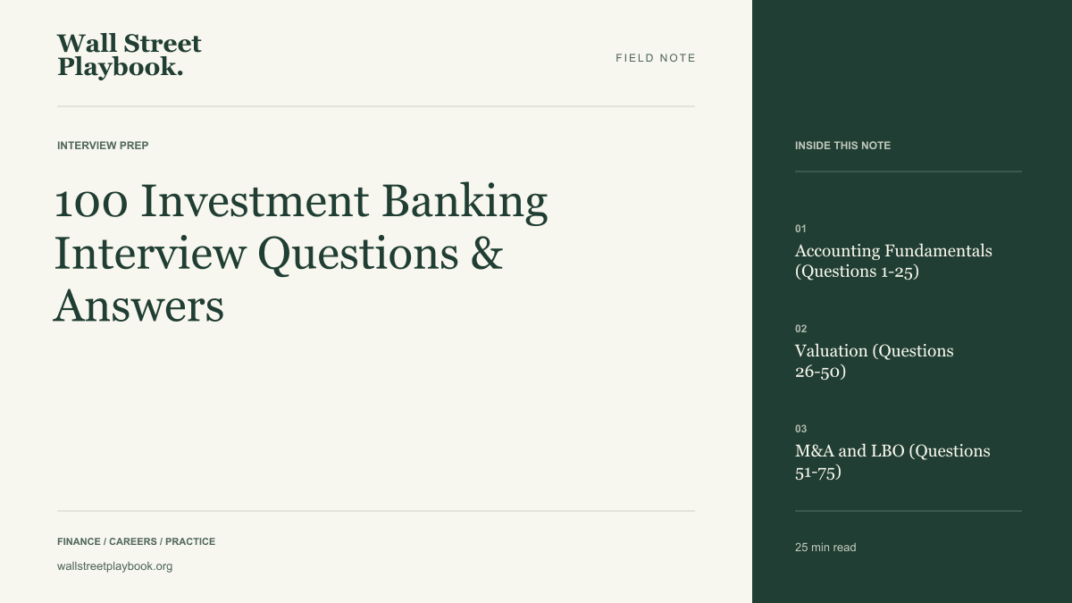 Field Note: 100 Investment Banking Interview Questions & Answers