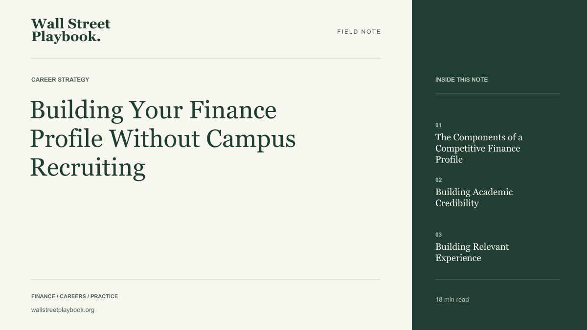 Field Note: Building Your Finance Profile Without Campus Recruiting