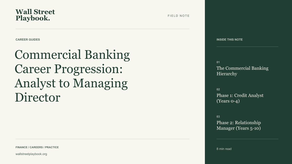 Field Note: Commercial Banking Career Path: Credit, Coverage & Exits