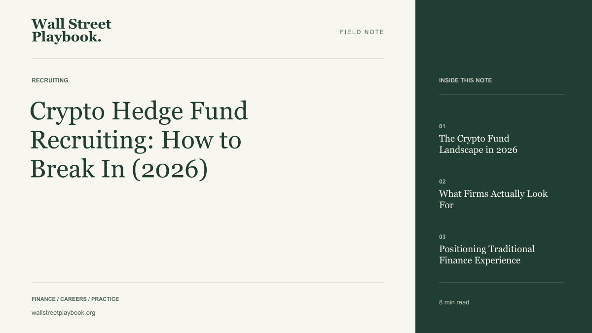 Field Note: Crypto Hedge Fund Recruiting: How to Break In (2026)