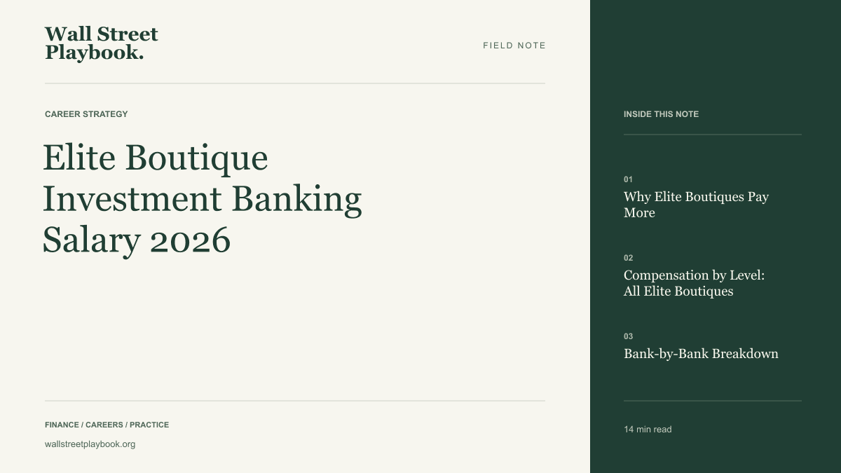 Field Note: Elite Boutique Investment Banking Salary 2026