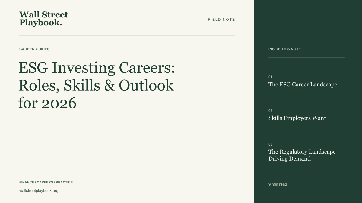 Field Note: ESG Investing Careers: Roles, Skills & Outlook for 2026