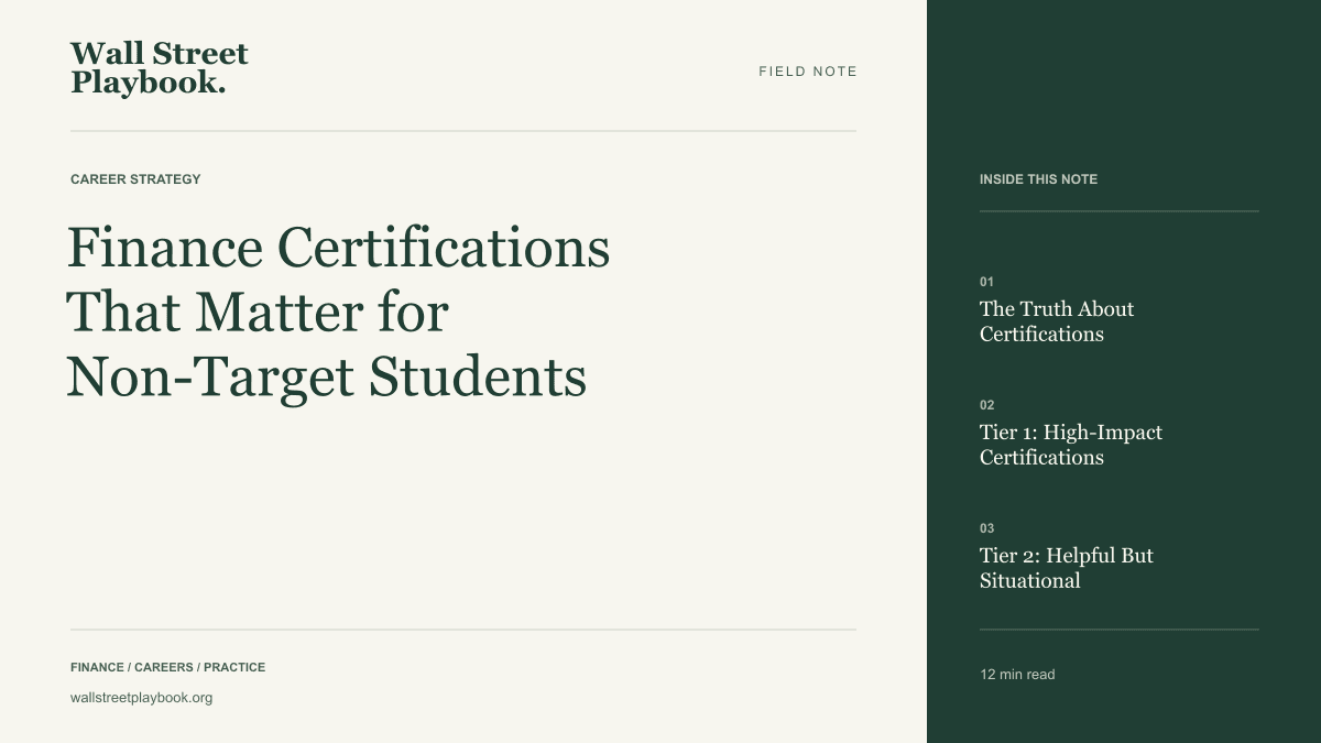 Field Note: Finance Certifications That Matter for Non-Target Students