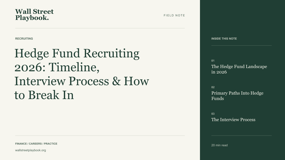 Field Note: Hedge Fund Recruiting 2026: Timeline, Interview Process & How to Break In