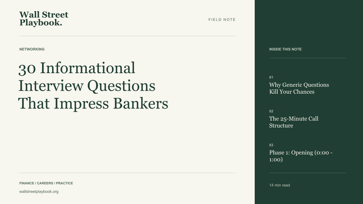Field Note: 30 Informational Interview Questions That Impress Bankers
