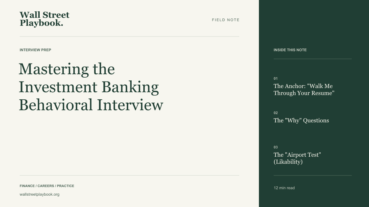 Field Note: Mastering the Investment Banking Behavioral Interview