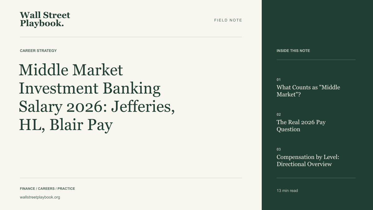 Field Note: Middle Market Investment Banking Salary 2026: Jefferies, HL, Blair Pay