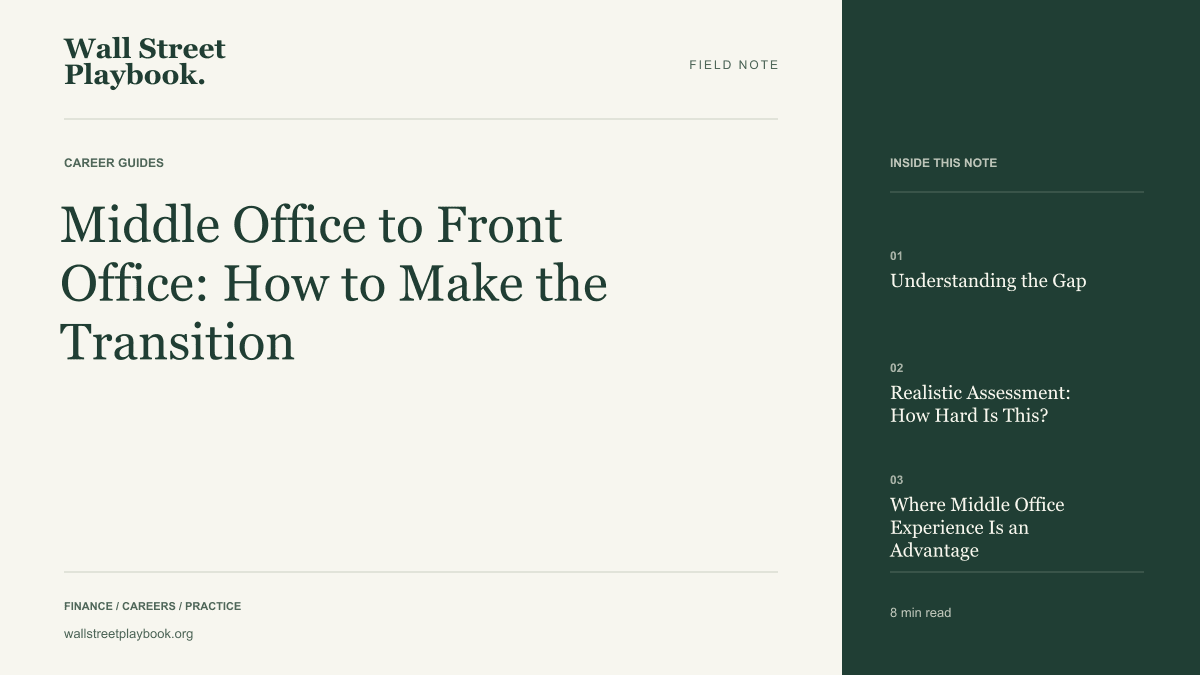 Field Note: Middle Office to Front Office: How to Make the Transition