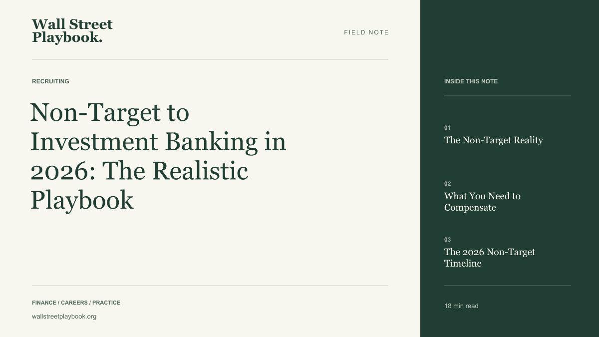 Field Note: Non-Target to Investment Banking in 2026: The Realistic Playbook