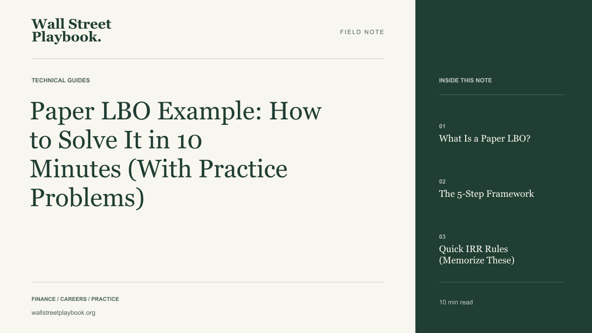 Field Note: Paper LBO Example: How to Solve It in 10 Minutes (With Practice Problems)