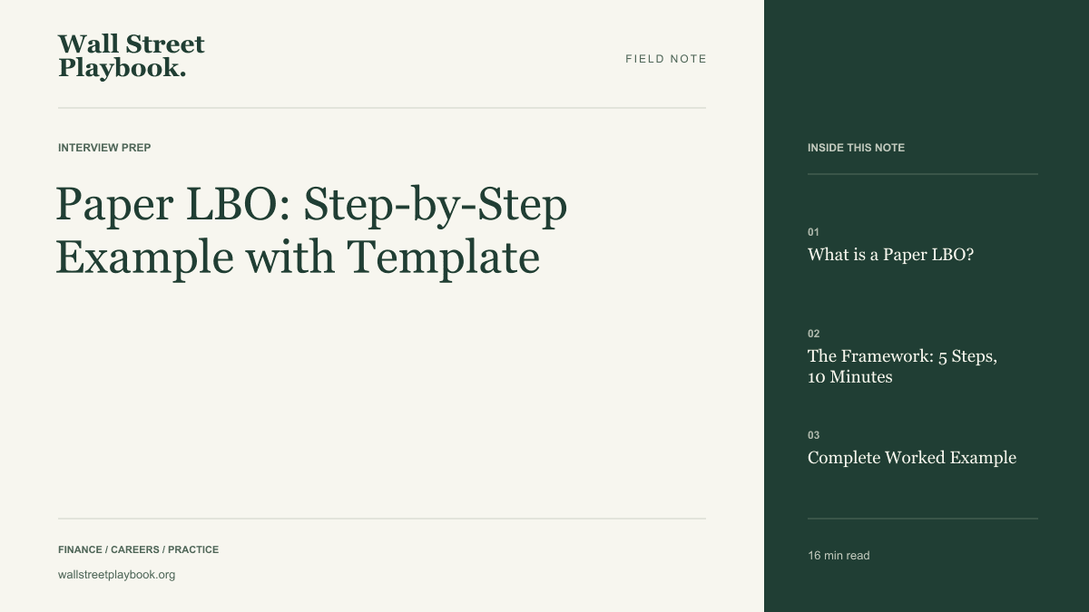 Field Note: Paper LBO: Step-by-Step Example with Template
