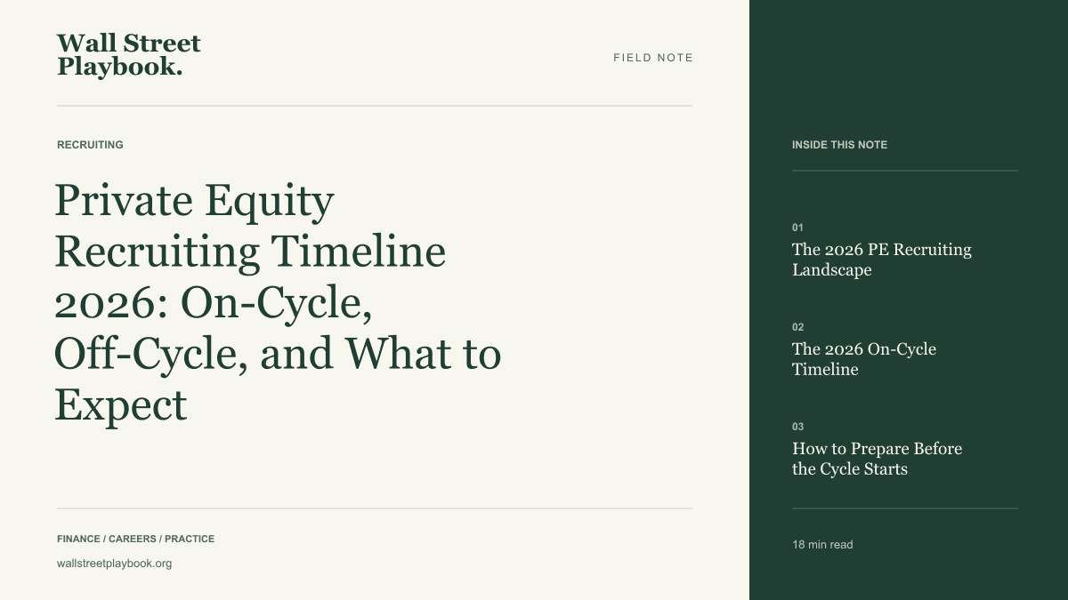 Field Note: Private Equity Recruiting Timeline 2026: On-Cycle, Off-Cycle, and What to Expect