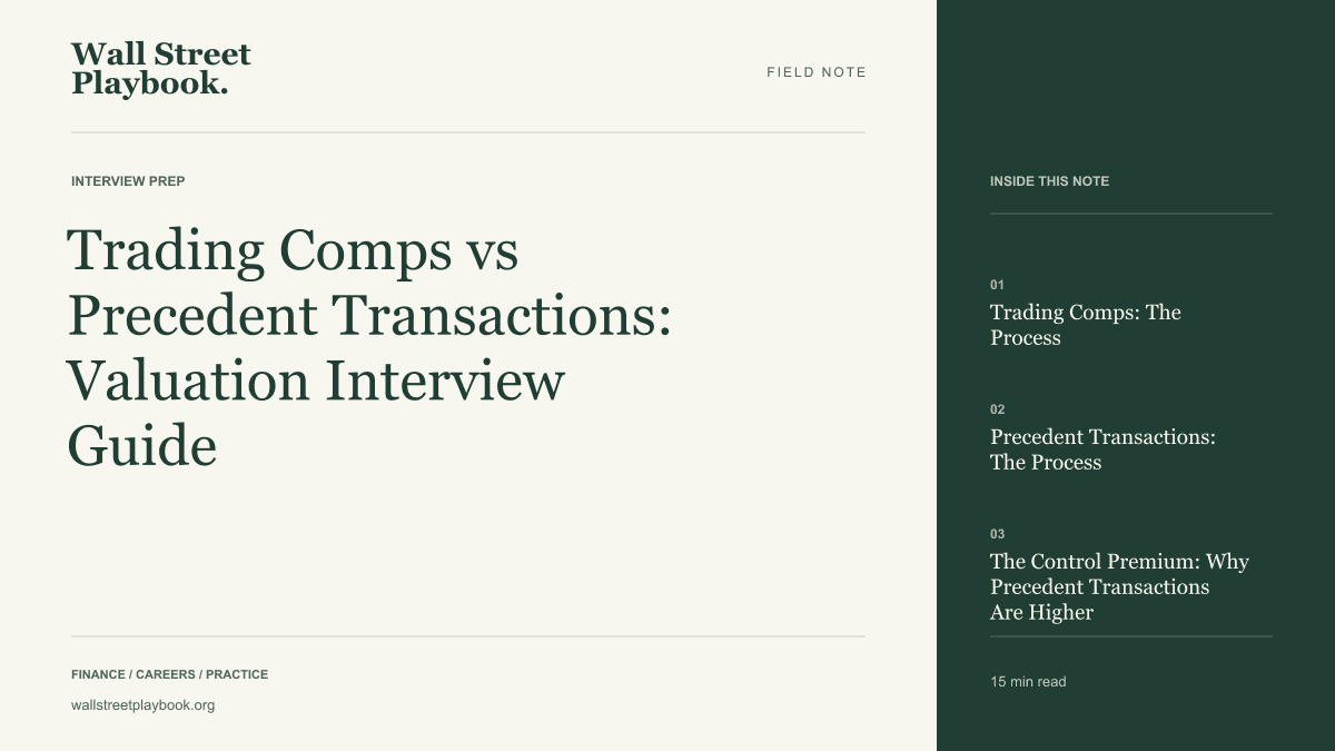 Field Note: Trading Comps vs Precedent Transactions: Valuation Interview Guide