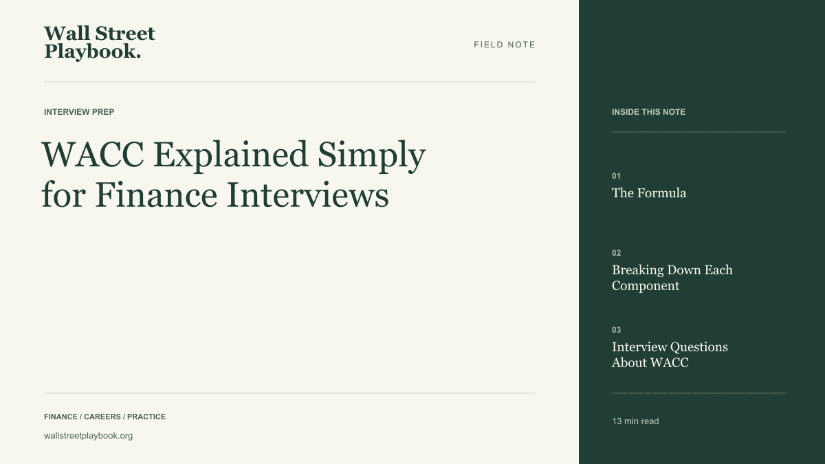 Field Note: WACC Explained Simply for Finance Interviews