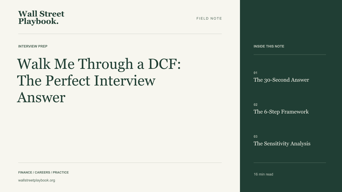Field Note: Walk Me Through a DCF: The Perfect Interview Answer