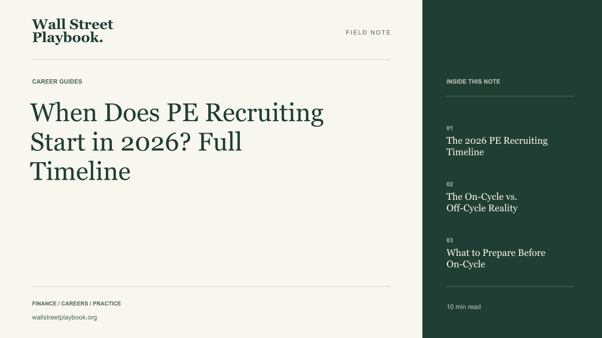 Field Note: When Does PE Recruiting Start in 2026? Full Timeline