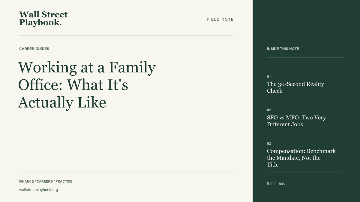Field Note: Working at a Family Office: What It's Actually Like