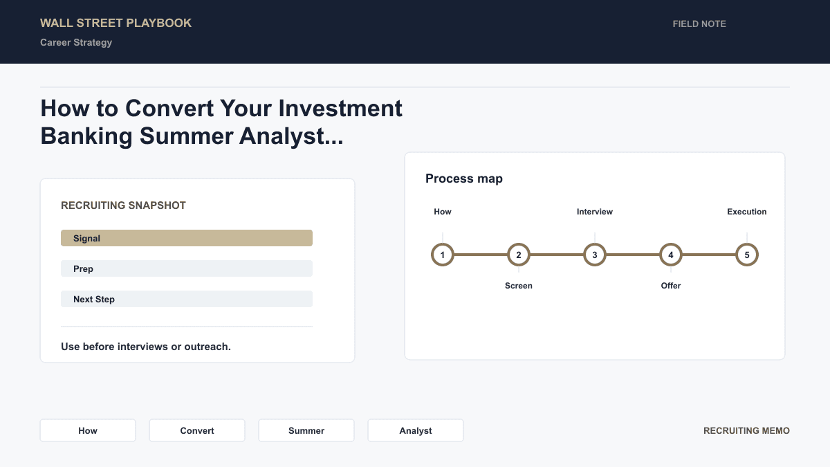 How to Convert Your Investment Banking Summer Analyst Internship to a Full-Time Offer