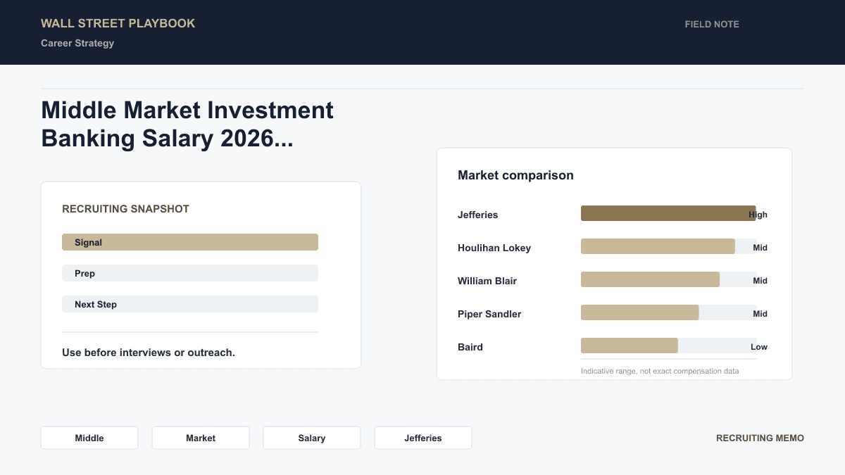 2026 middle market bank analyst compensation: Jefferies, Houlihan Lokey, William Blair, Piper Sandler, Baird, Raymond James vs bulge bracket average