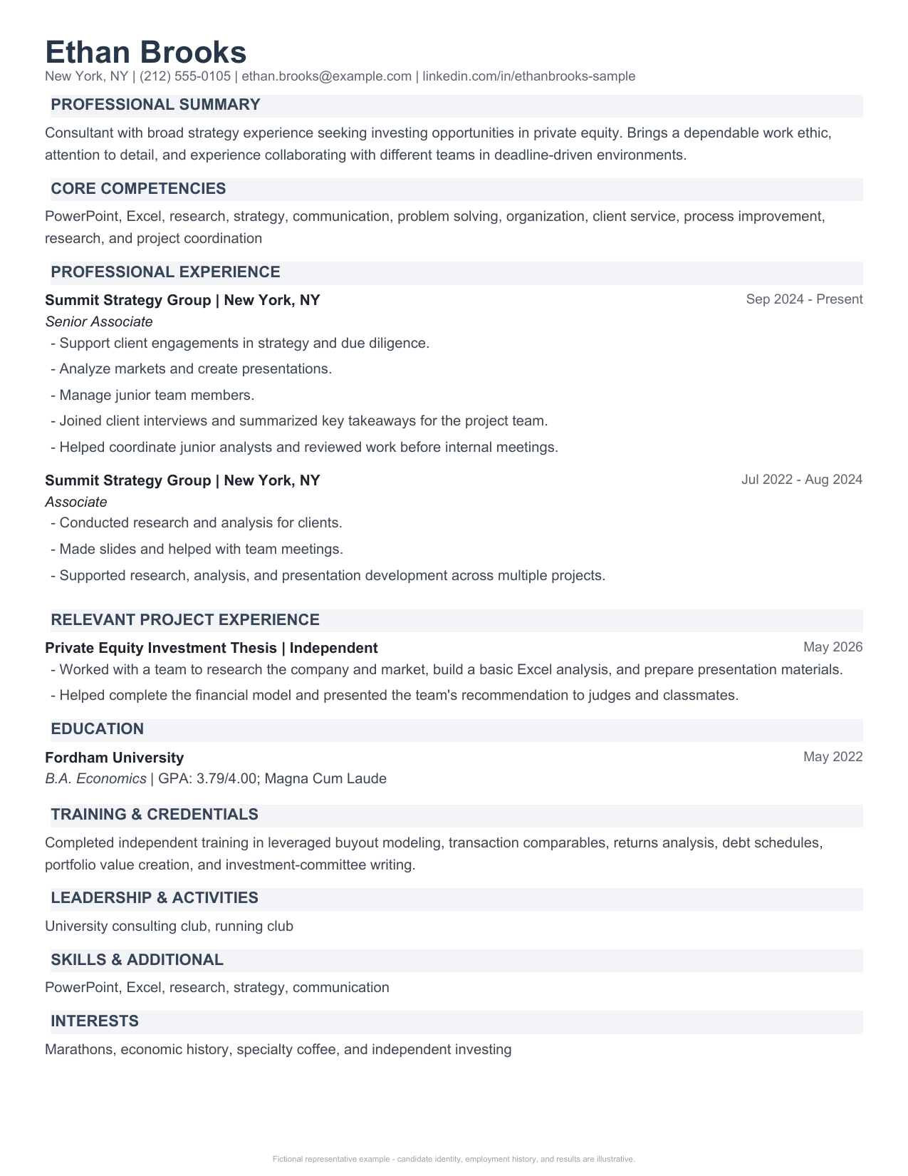 Ethan Brooks before resume example