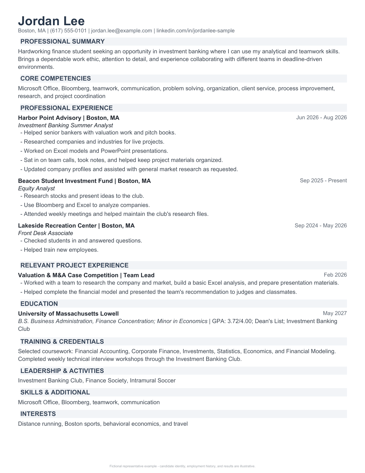 Jordan Lee before resume example